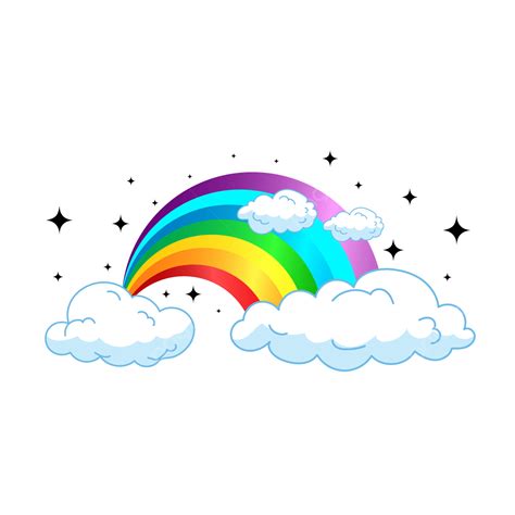 Rainbow Clouds Vector Hd PNG Images, Rainbow Clip Art With Stars And ...