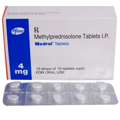 Methylprednisolone medrol 4 mg tablet, PFIZER, 10*10 at best price in Akola