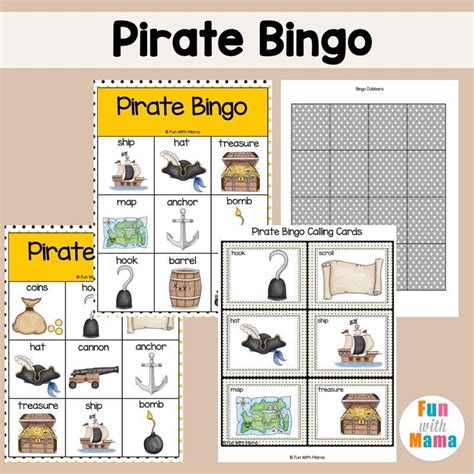 Pirate Bingo Card Printable For Kids | Bingo cards printable, Bingo ...