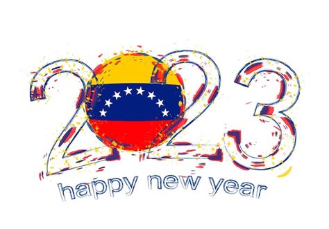 Año 2023 en estilo grunge con bandera de venezuela | Vector Premium