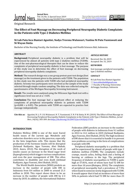 (PDF) The Effect of Foot Massage on Decreasing Peripheral Neuropathy ...