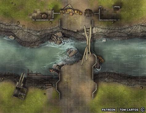 Ruined Bridge [22x17] : battlemaps | Fantasy map, Dungeon maps, Dnd ...