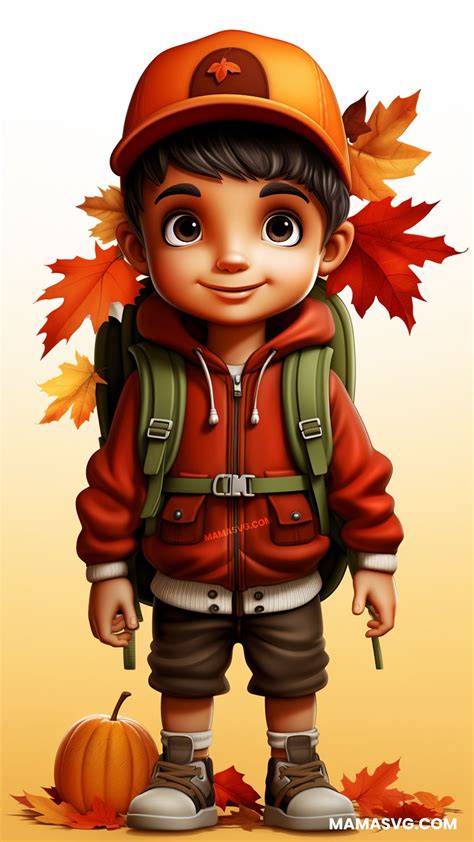 Free Illustration Of Cartoon Happy School Boy With Backpack Clipart Design fall season | Cartoon ...