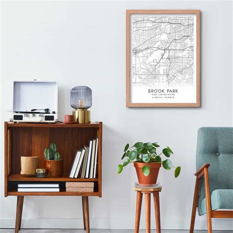 Brook Park Ohio Map Poster, Modern Home Decor Wall Art Print - Custom ...