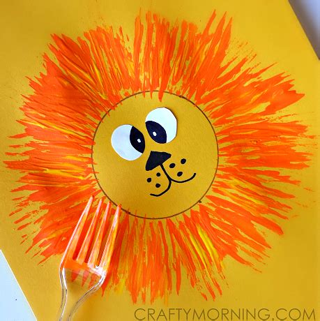 Lion Craft for Kids Using a Fork - Crafty Morning