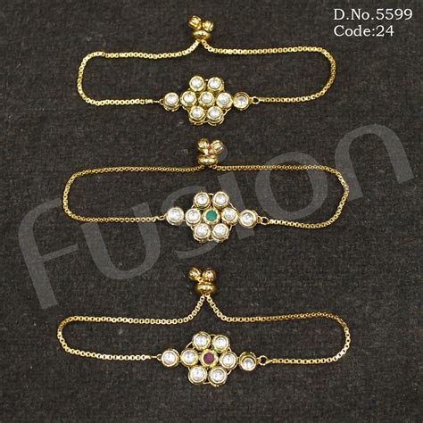 Brass Golden Designer Adjustable Kundan Bracelet, Rs 120 /piece | ID: 11474584462