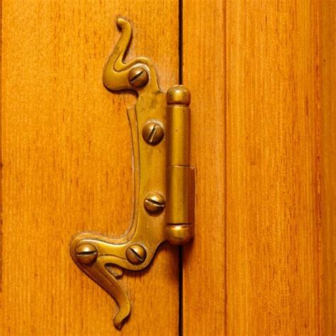 a close up of a door handle on a wooden door