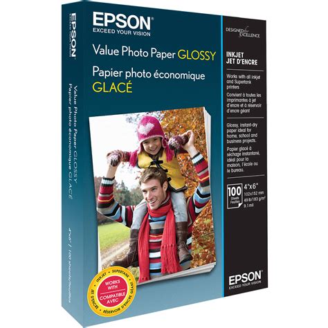 Epson Value Photo Paper Glossy (4 x 6", 100 Sheets) S400034 B&H