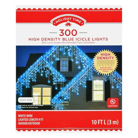 Holiday Time 300 Count Blue High Density Icicle Christmas Lights ...