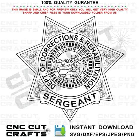 CDCR Sergeant Svg CDCR Badge Svg Dxf Vector Black White Logo - Etsy Canada