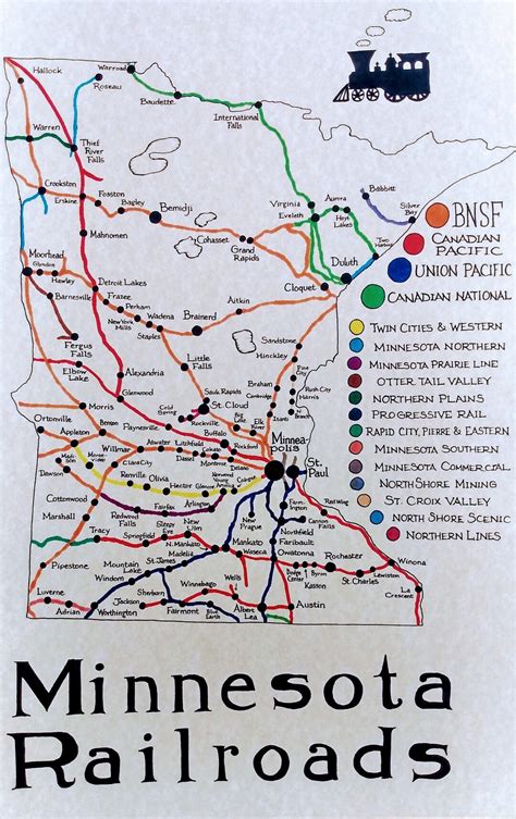 Minnesota Railroads Map 11x17 In - Etsy