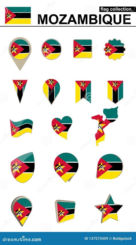 Mozambique Flag Collection. Big Set for Design Stock Vector ...