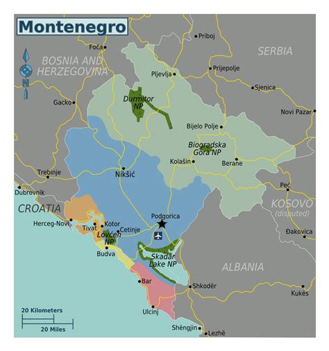 Large regions map of Montenegro | Montenegro | Europe | Mapsland | Maps of the World