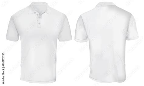 Vector illustration of blank white polo t-shirt template, front and ...