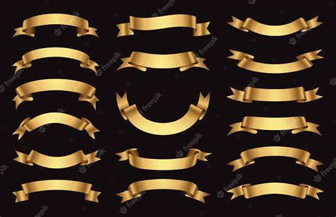 Premium Vector | Set of gold ribbon banners.