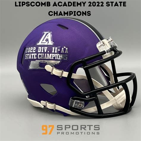 Lipscomb Academy Mustangs 2022 State Champions Mini Football Helmet - 97 Sports Promotions