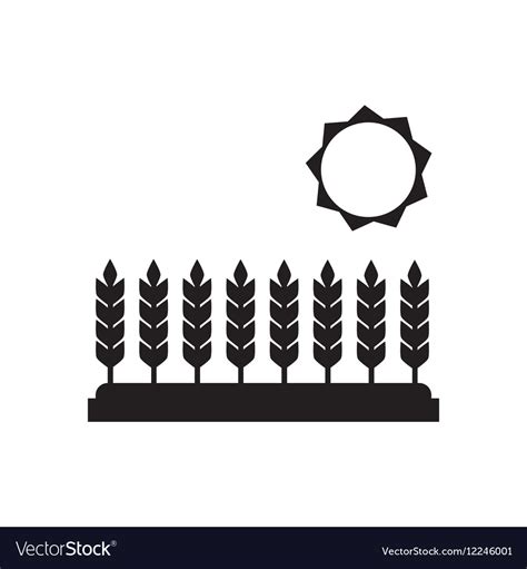 Flat icon in black and white Wheat field Vector Image