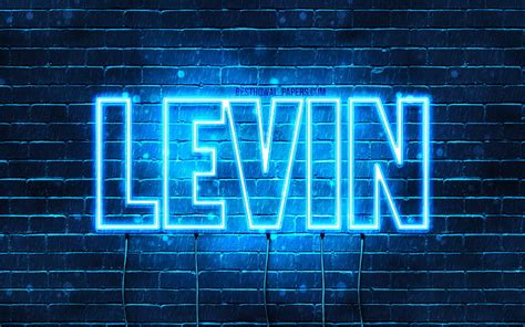 Levin with names, horizontal text, Levin name, Happy Birtay Levin ...