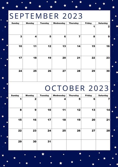 September 2023 Calendaroctober 2023 Calendartwo Month One - Etsy