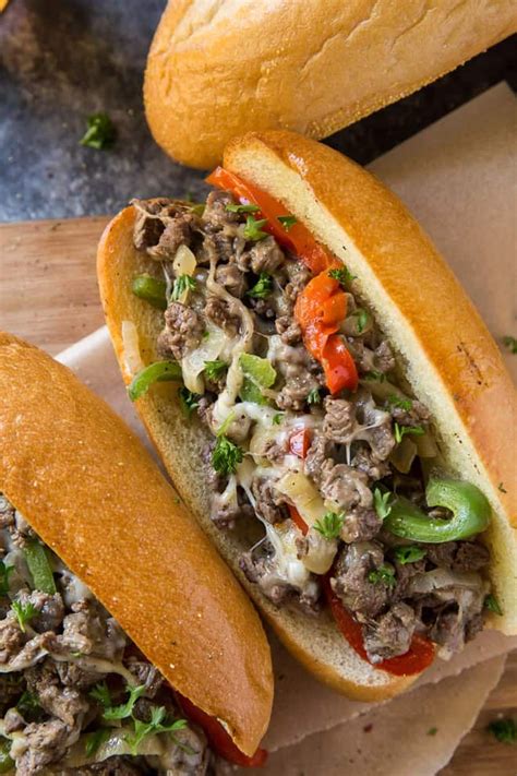 This easy Philly Cheesesteak Recipe is the ultimate game day fare! Tender bites of sirloin, s ...