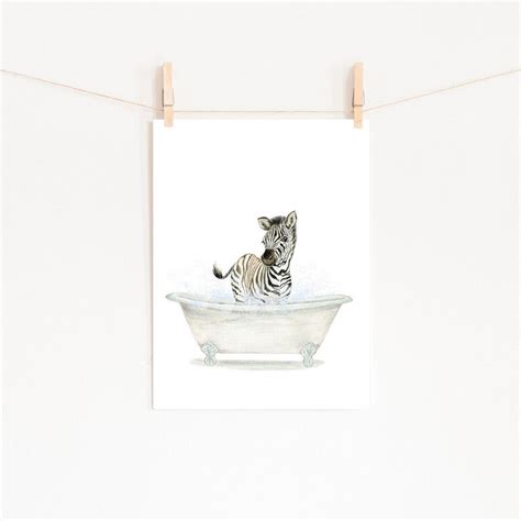 Zebra in a Bathtub Print Bathroom Wall Art PRINTABLE Baby - Etsy