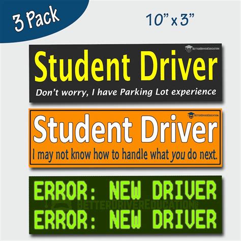 Funny Student/New Driver Vinyl Car Magnets or Stickers 3 | Etsy