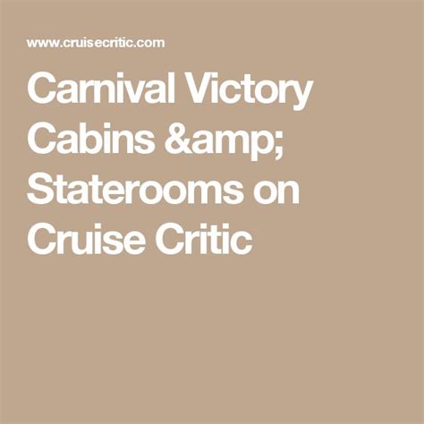 Carnival Victory Cabins & Staterooms on Cruise Critic | Cruise critic, Carnival valor, Carnival ...