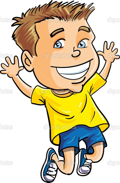 Cartoon boy jumping for joy — Stock Vector © antonbrand #39910883