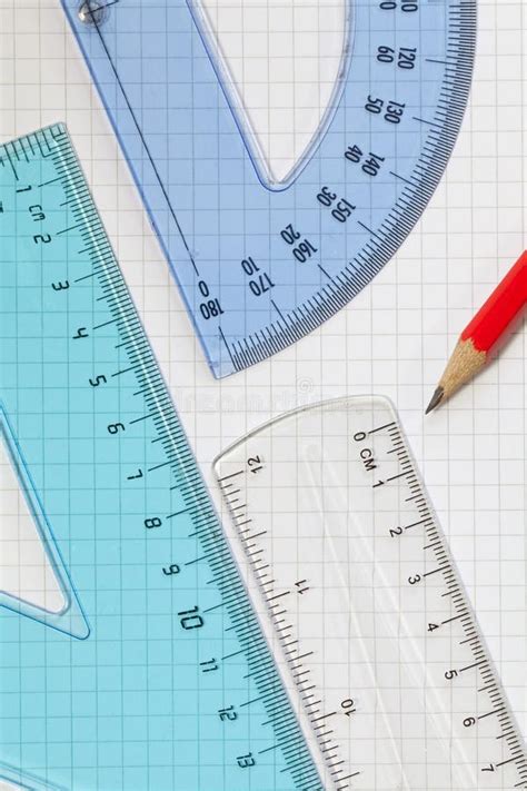 Protractor,Ruler,Set Square,Pencil Stock Photo - Image of perspex ...