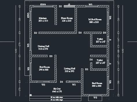 Autocad 2d Drawing House Plan - Design Talk