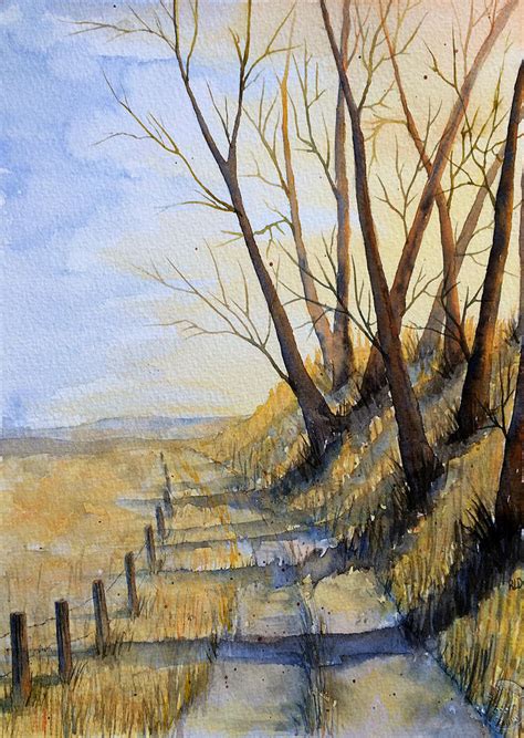 Autumn Country Road Painting by Rebecca Davis