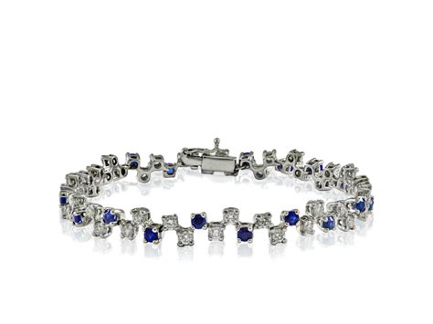 Blue Sapphire and White Diamond Tennis Bracelet - Annellino Italian Fine Jewellery