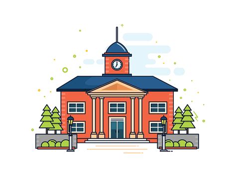 College Illustration for Education Website Design Thinking, Motion Design, Cartoon Building ...