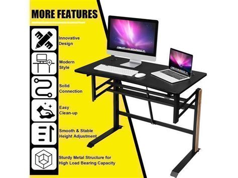 Costway Pneumatic Height Adjustable Standing Desk Sit to Stand Computer ...