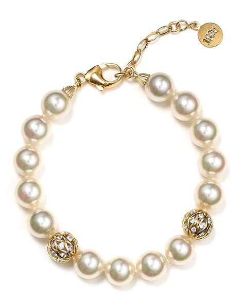 Majorica Pearl Bracelet with Gold Ball Stations | Bloomingdale's