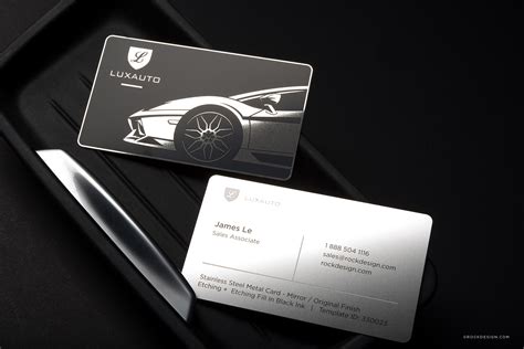 FREE ONLINE brilliant black & STAINLESS STEEL business card template | RockDesign.com