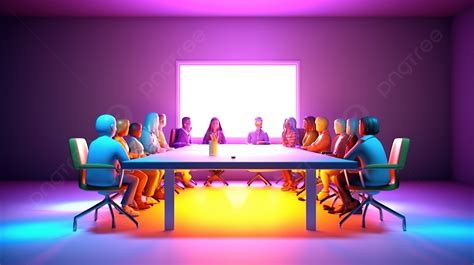 Illuminated 3d Render Of Corporate Meeting Scene Background, Conference ...