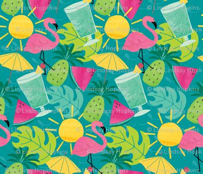 Blue Hawaii fabric - penandpaint - Spoonflower