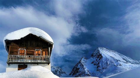 Download Cloud Snow Mountain Cabin Photography Winter HD Wallpaper