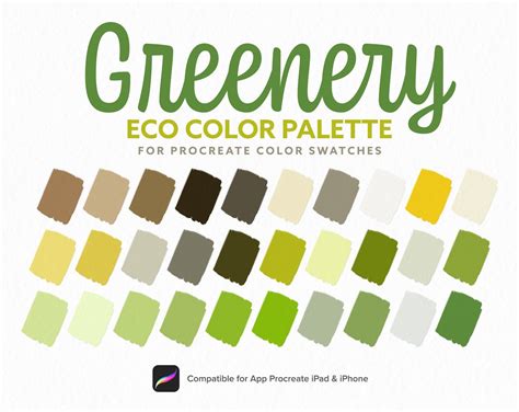 Greenery Color Palette Nature Green Color Eco color | Etsy Color Schemes Colour Palettes, Colour ...