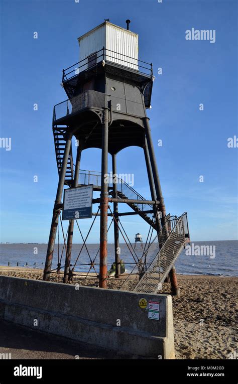 Dovercourt High and Low Lights in Harwich, Essex. The cast iron ...