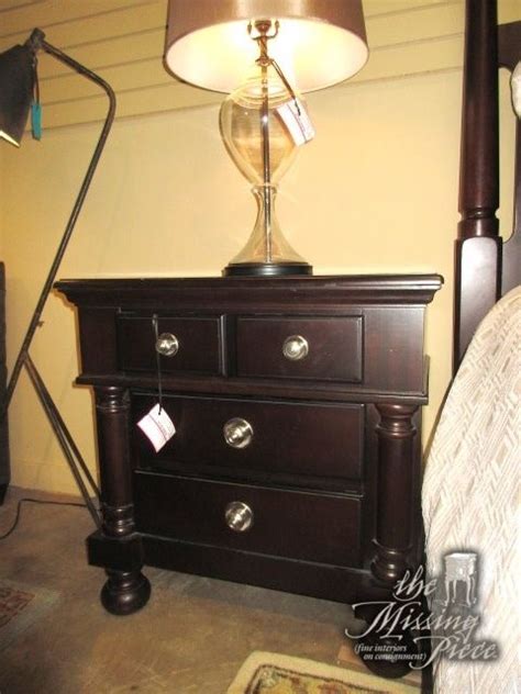 American Signature transitional style nightstand in a dark finish with silver hardware ...