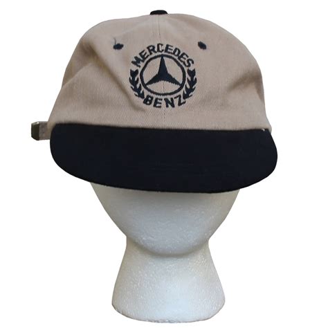 Vintage Mercedes Benz Tan / Black Embroidered Logo Strap Back Hat — Roots