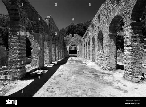 Ruins of the Great Basillica, ancient Butrint, UNESCO World Heritage Site, Butrint National Park ...