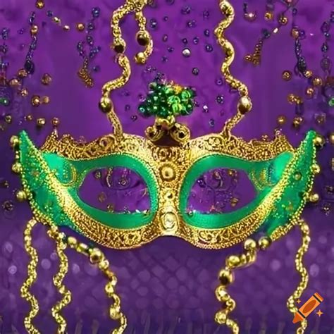 Mardi gras beads and masks background