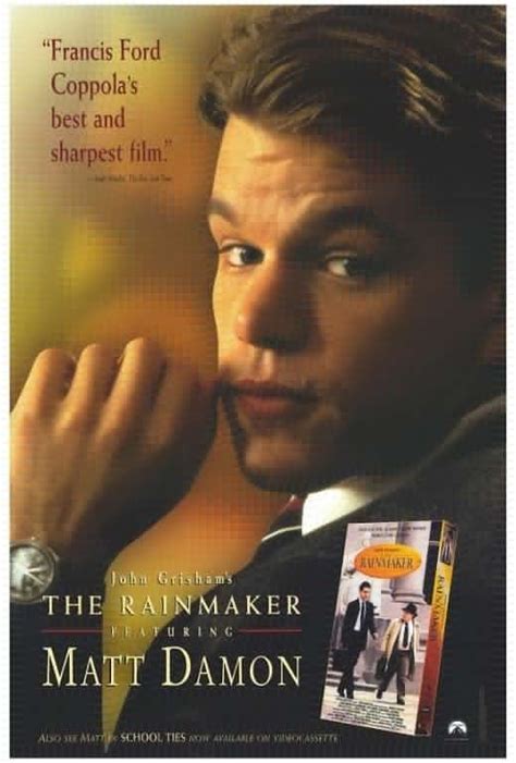 the rainmaker movie poster with matt d'amon in foreground and an image of a man holding his hand ...