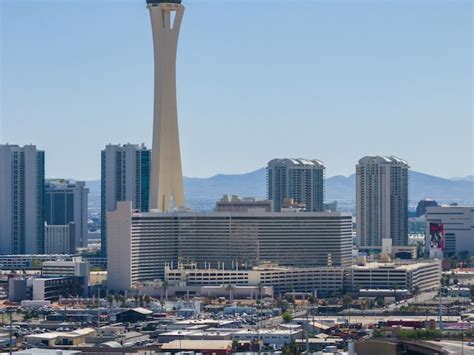 Premium Photo | Aerial view of las vegas skyline featuring stratosphere ...