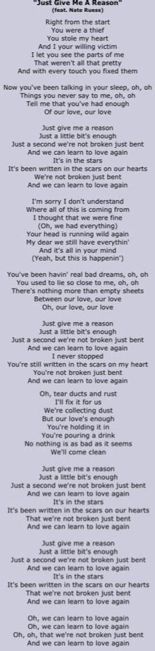 Just Give Me A Reason Lyrics