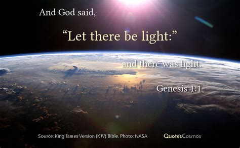 “Let there be light”, Genesis 1:3 - QuotesCosmos