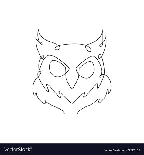 One single line drawing elegant owl bird head Vector Image